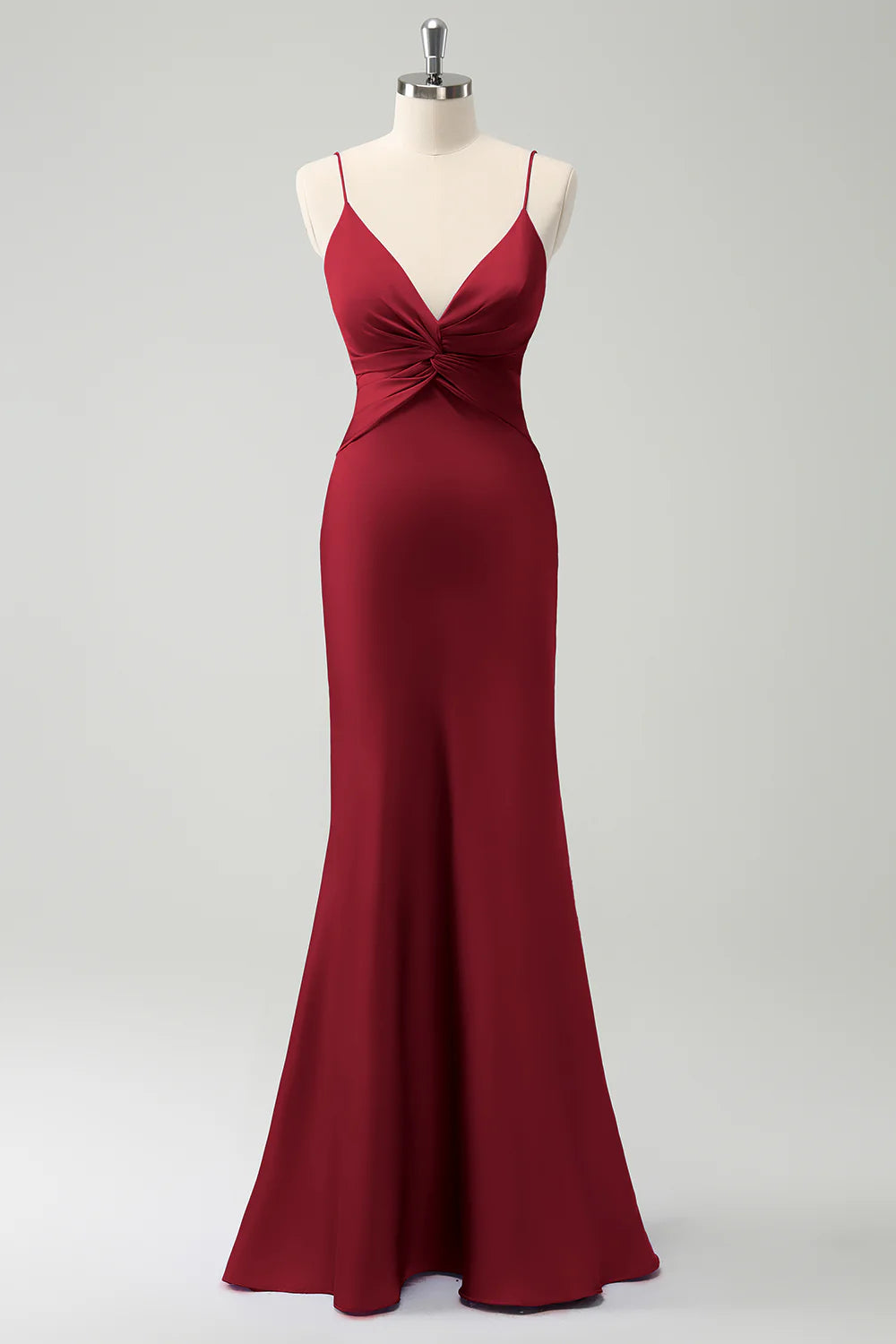 Mermaid front cross pleated long bridesmaid dress