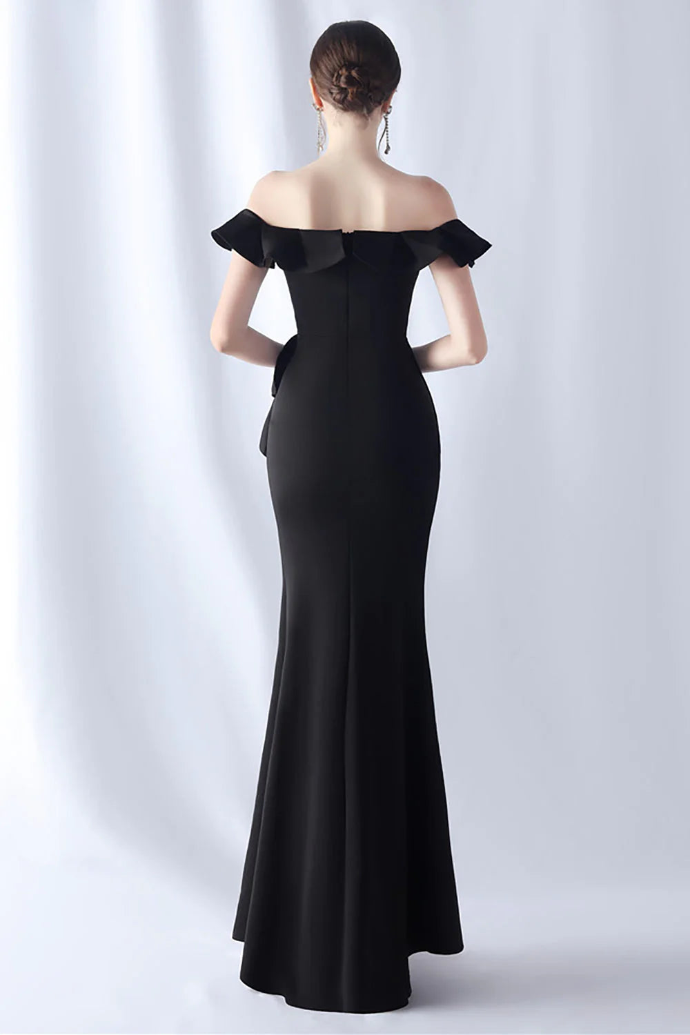 Mermaid off shoulder long formal dress with ruffles