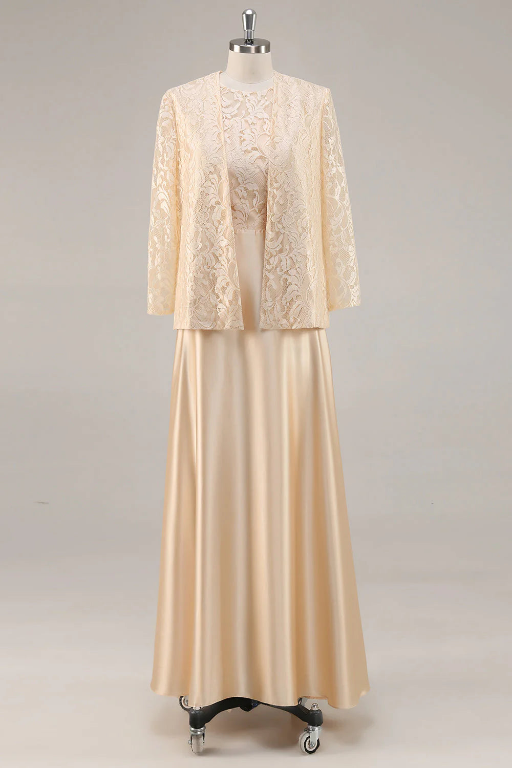 Champagne Satin A Line Two Pieces Mother Of The Bride Dress