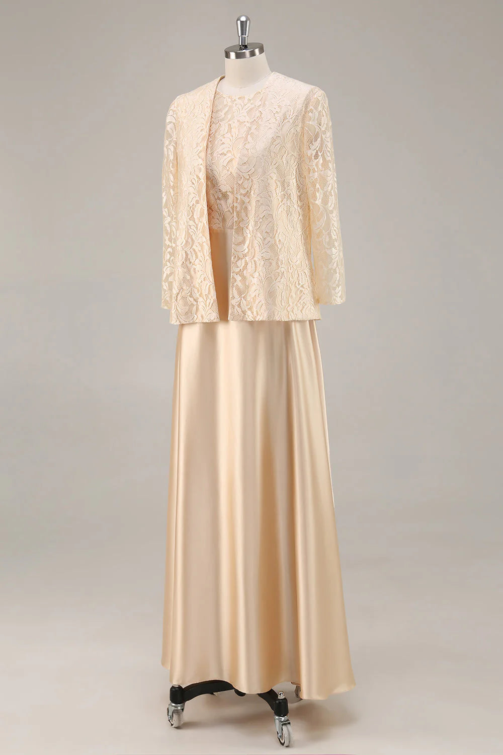 Champagne Satin A Line Two Pieces Mother Of The Bride Dress