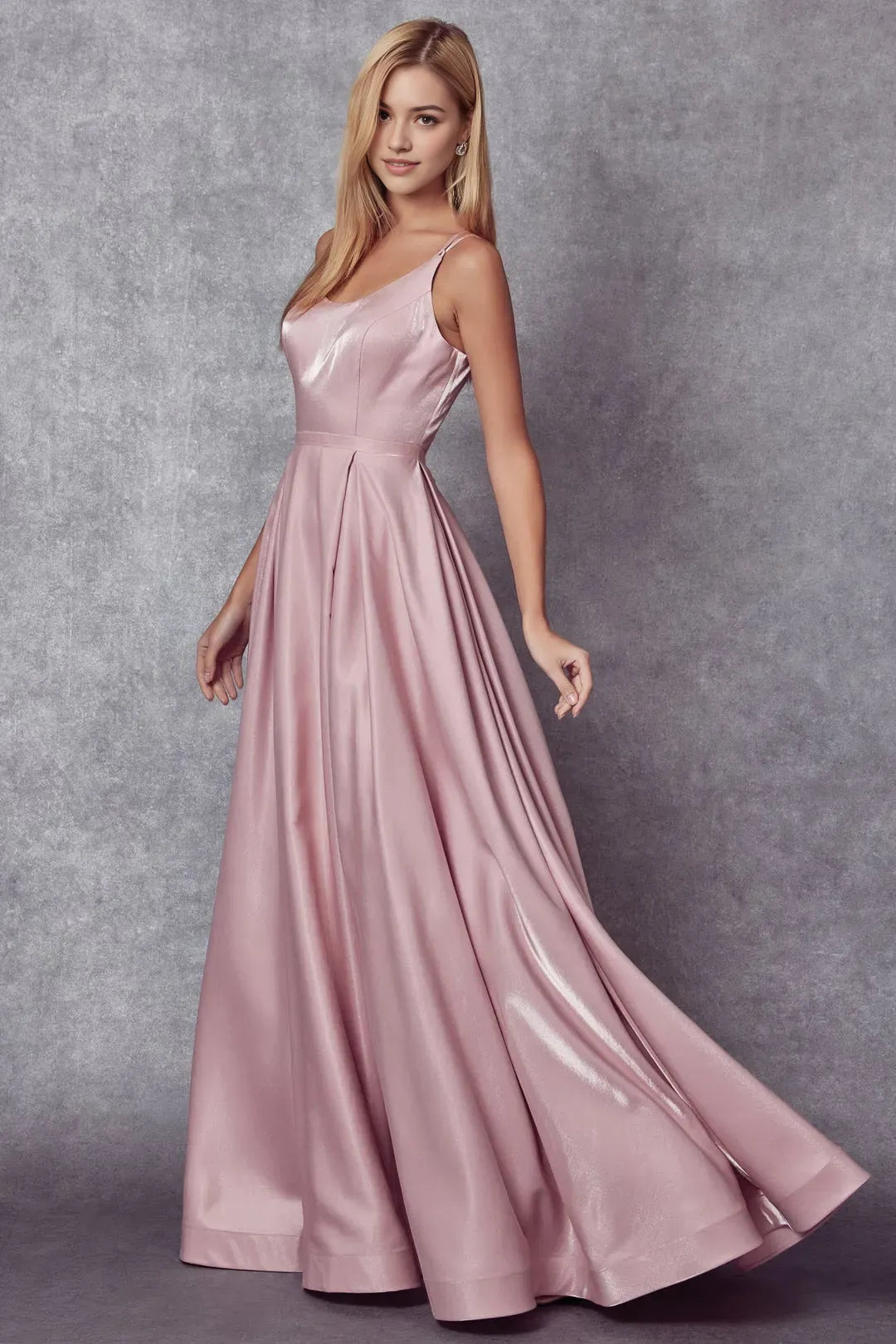 Charming A-line Satin scoop neck Sleeveless Lace Up Floor length prom dress women ready to ship