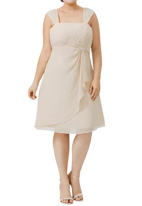 Chiffon 2 Pieces Spaghetti Straps Knee Length Mother of The Bride Dresses