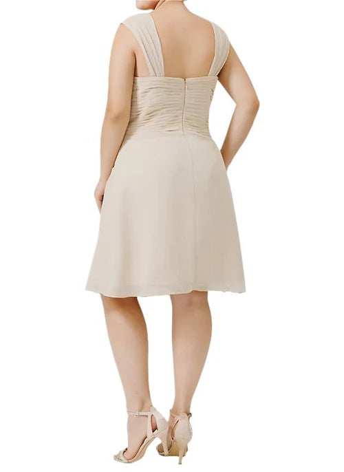 Chiffon 2 Pieces Spaghetti Straps Knee Length Mother of The Bride Dresses
