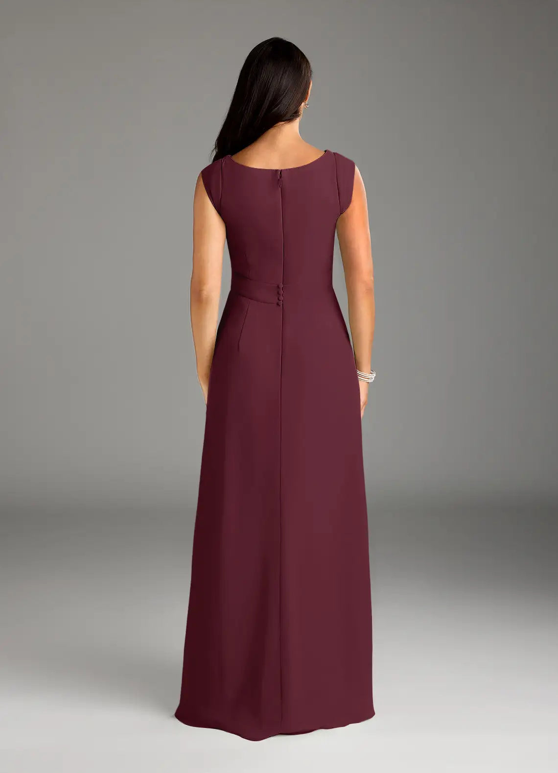 Classic A-Line Lace Chiffon Scoop Neck Sleeveless Back Zip Floor-Length Mother of the Bride Dress for women hot sale