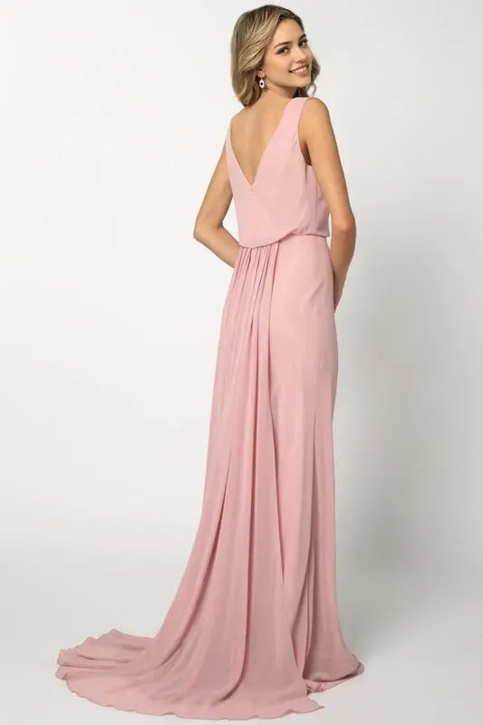 Classic chiffon Cowl Neck Sleeveless cutout closure Floor length prom dress for women hot sale