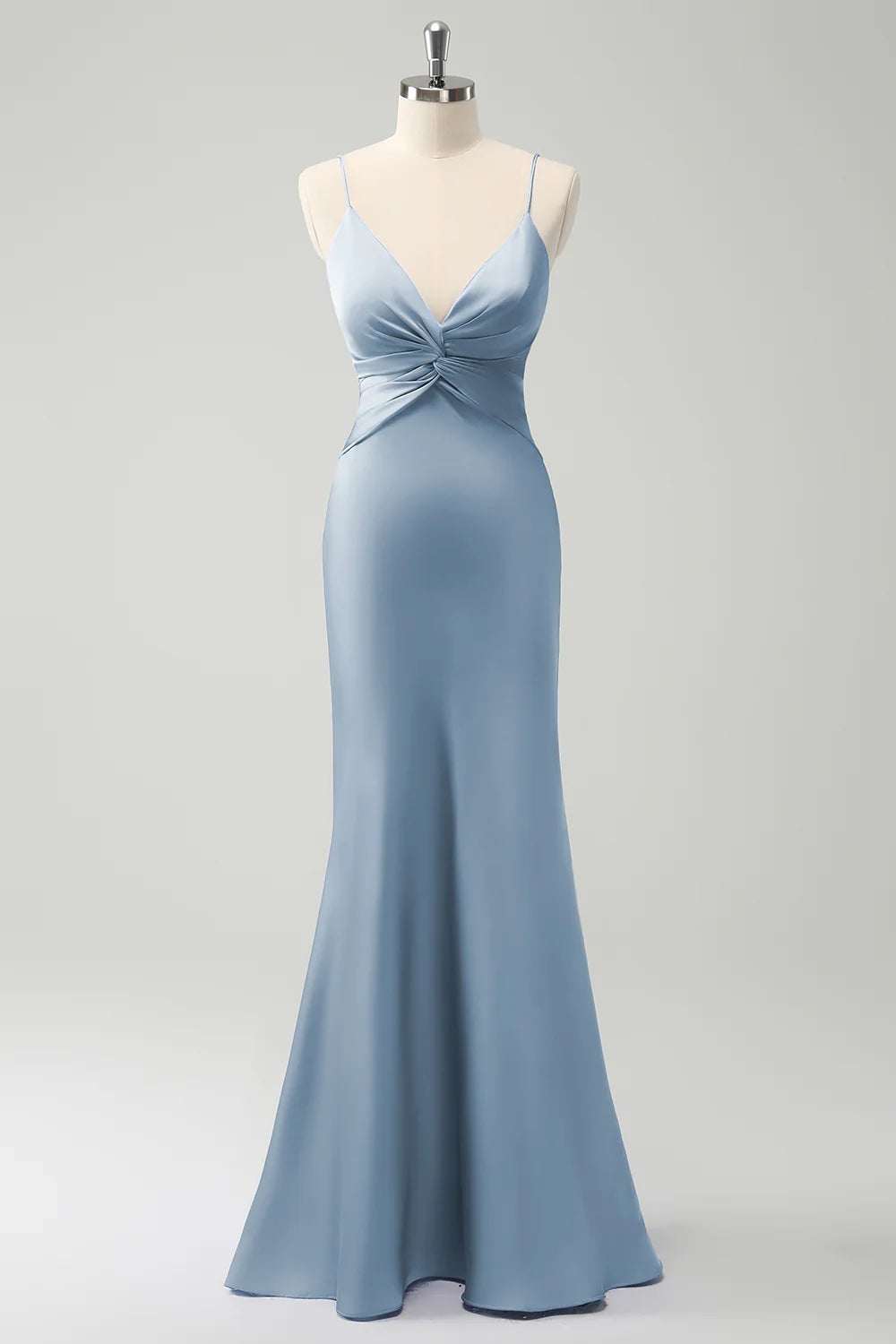 Mermaid front cross pleated long bridesmaid dress