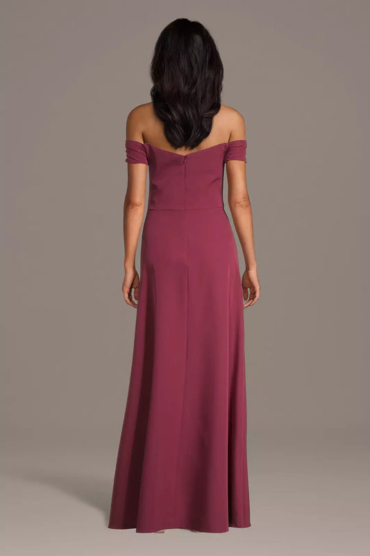 Elegant A-Line Off-Shoulder Crepe Applique Back Zip Ankle-Length Mother of the Bride Dress for women hot sale