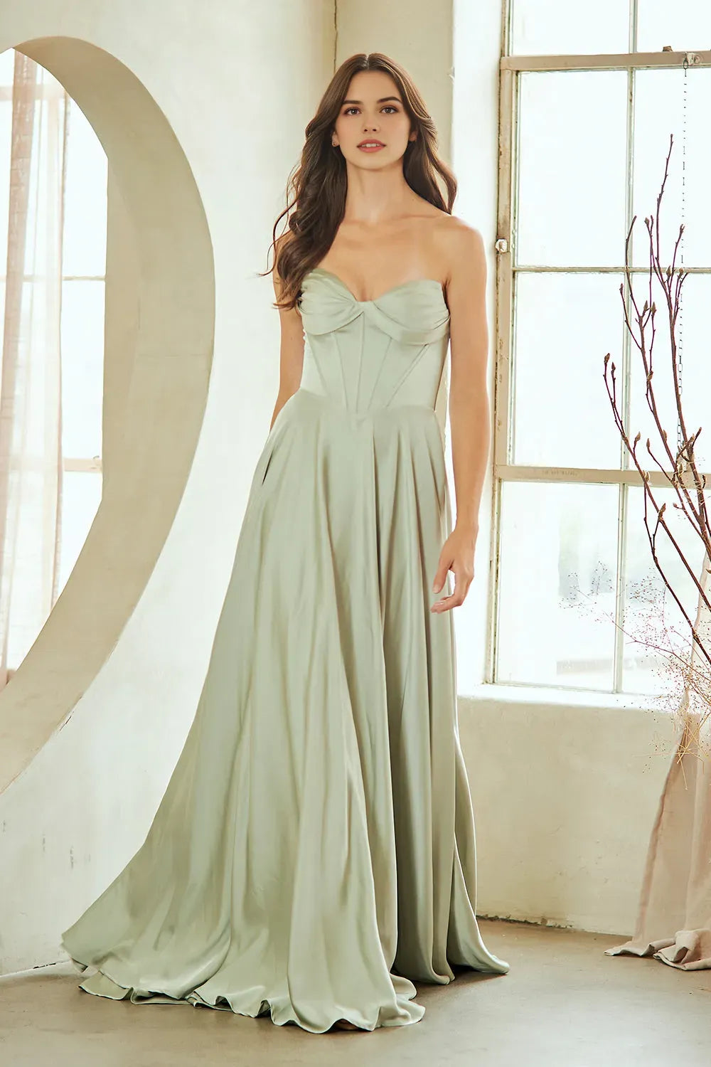 Elegant A-line sweetheart Strapless Lace Up Floor length side leg slit prom dress for women hot sale