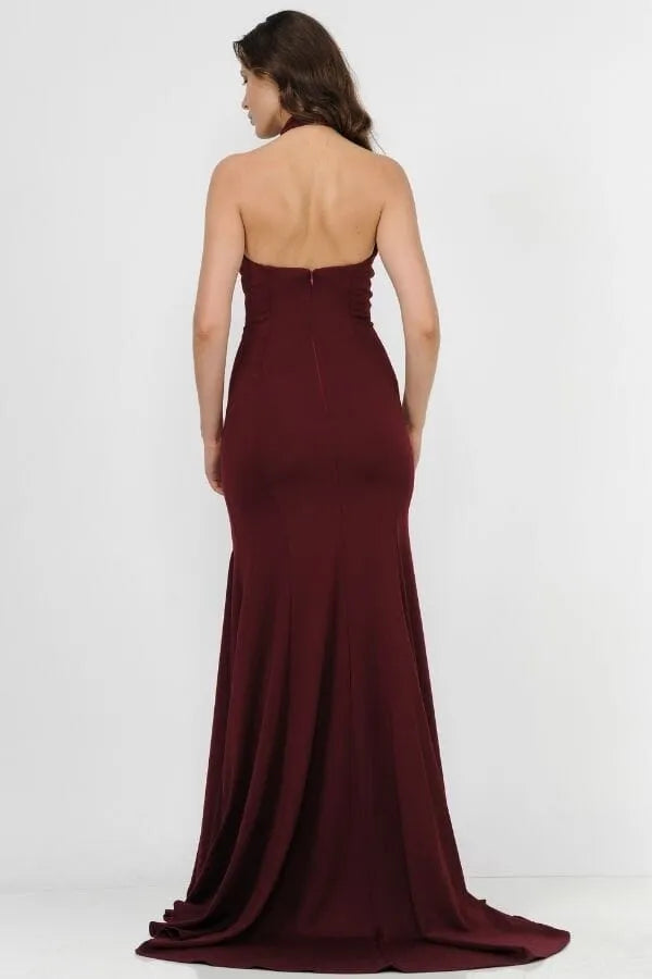Elegant High-Neck Sleeveless Back Zip Mermaid Floor length prom dress for bride hot sale