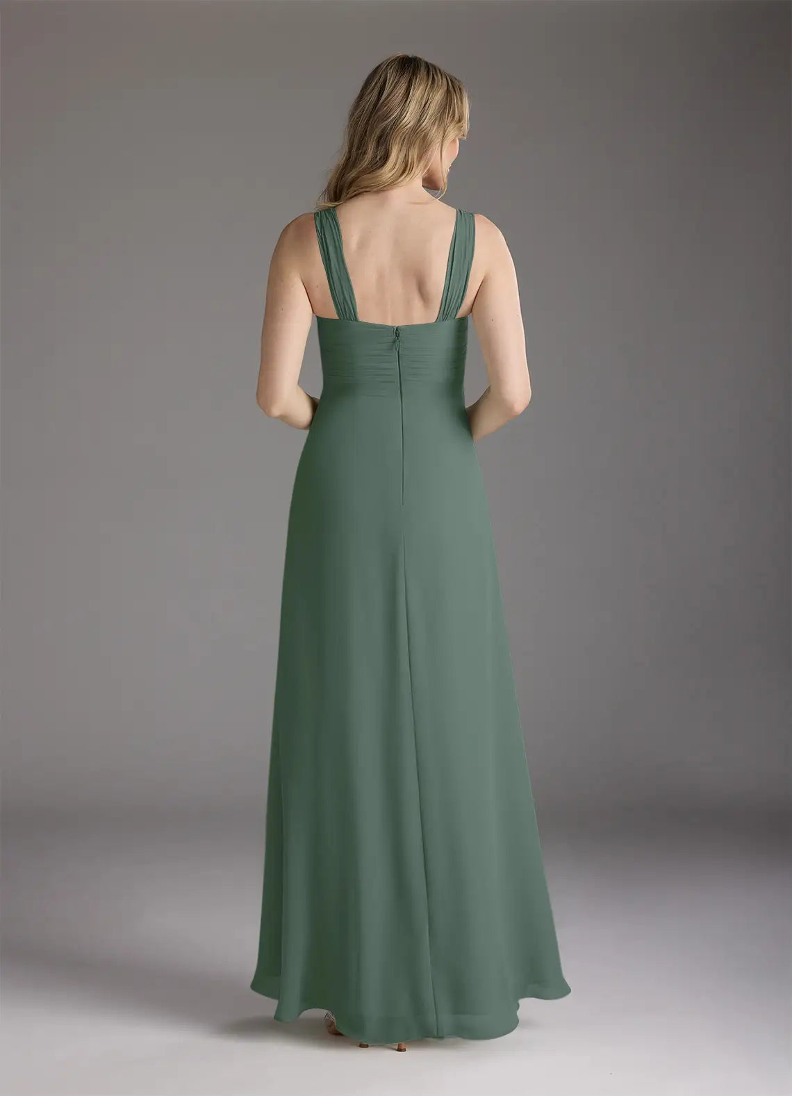 Fashionable A-Line Square Neckline Three-Quarter Sleeve Back Zip Floor-Length Mother of the Bride Dress for women for sale
