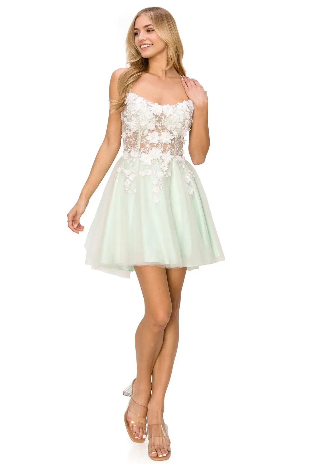 Fashionable A-line tulle illusion scoop Sleeveless Crisscross Back Short-Mini Homecoming Dress for bride for sale
