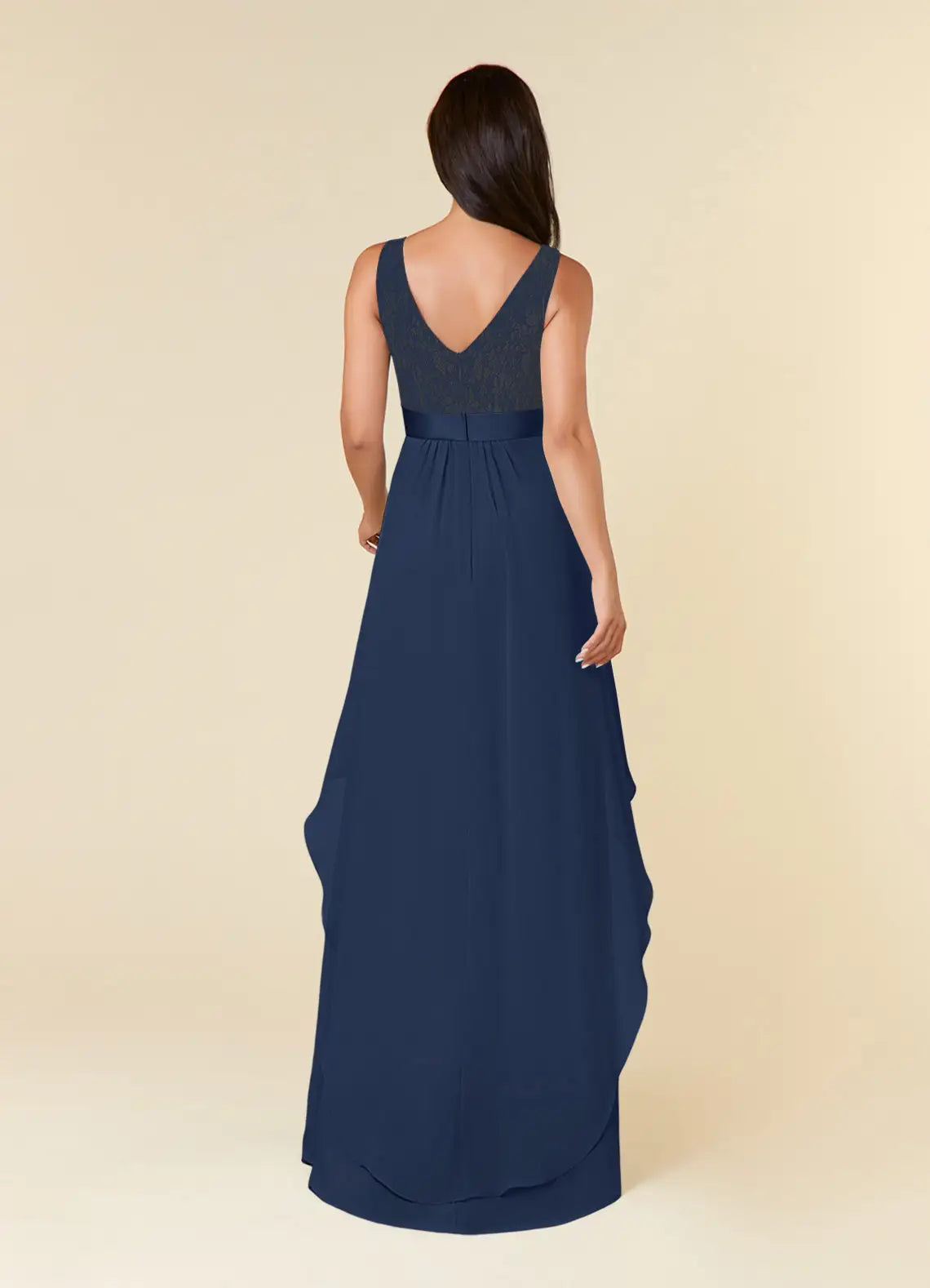 Fashionable Dark Navy A-Line Lace Scoop Neck Sleeveless Back Zip Floor-Length Mother of the Bride Dress hot sale 