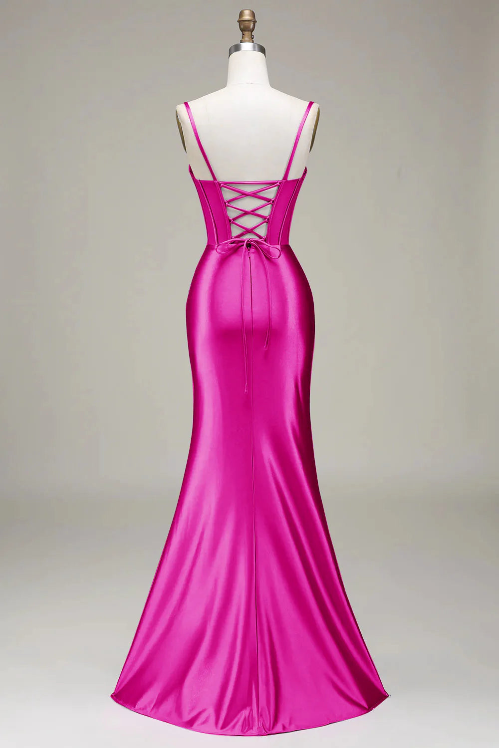 Fashionable mermaid spaghetti strap tight corset party dress front split