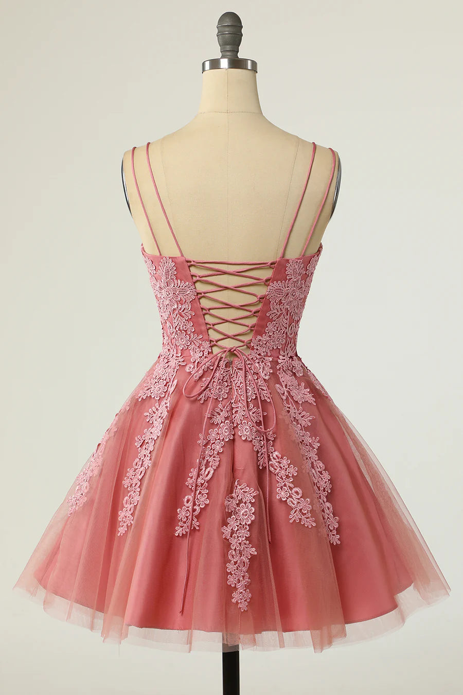 Floral Appliques V-Neck A-Line Short Homecoming Dress