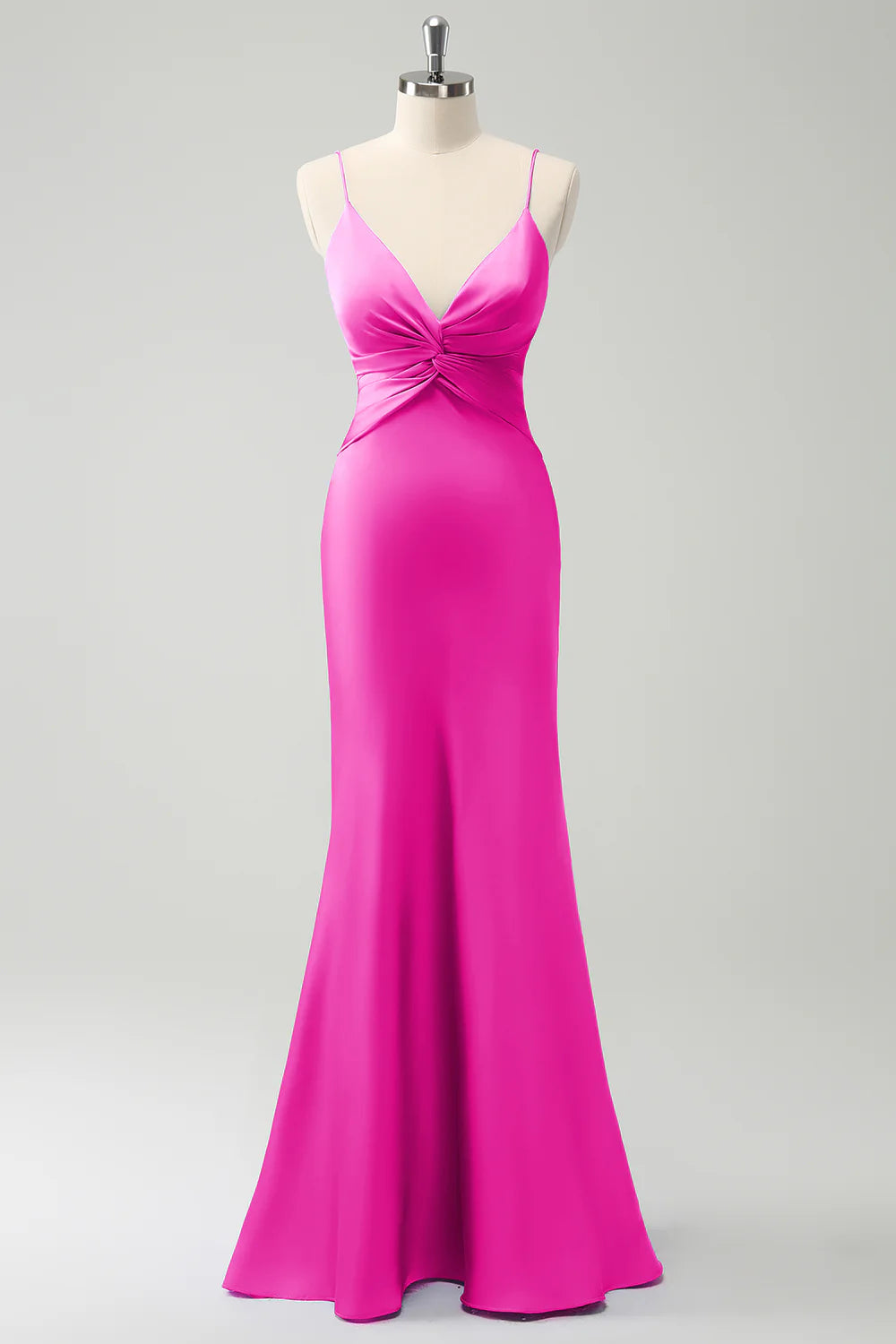 Mermaid front cross pleated long bridesmaid dress