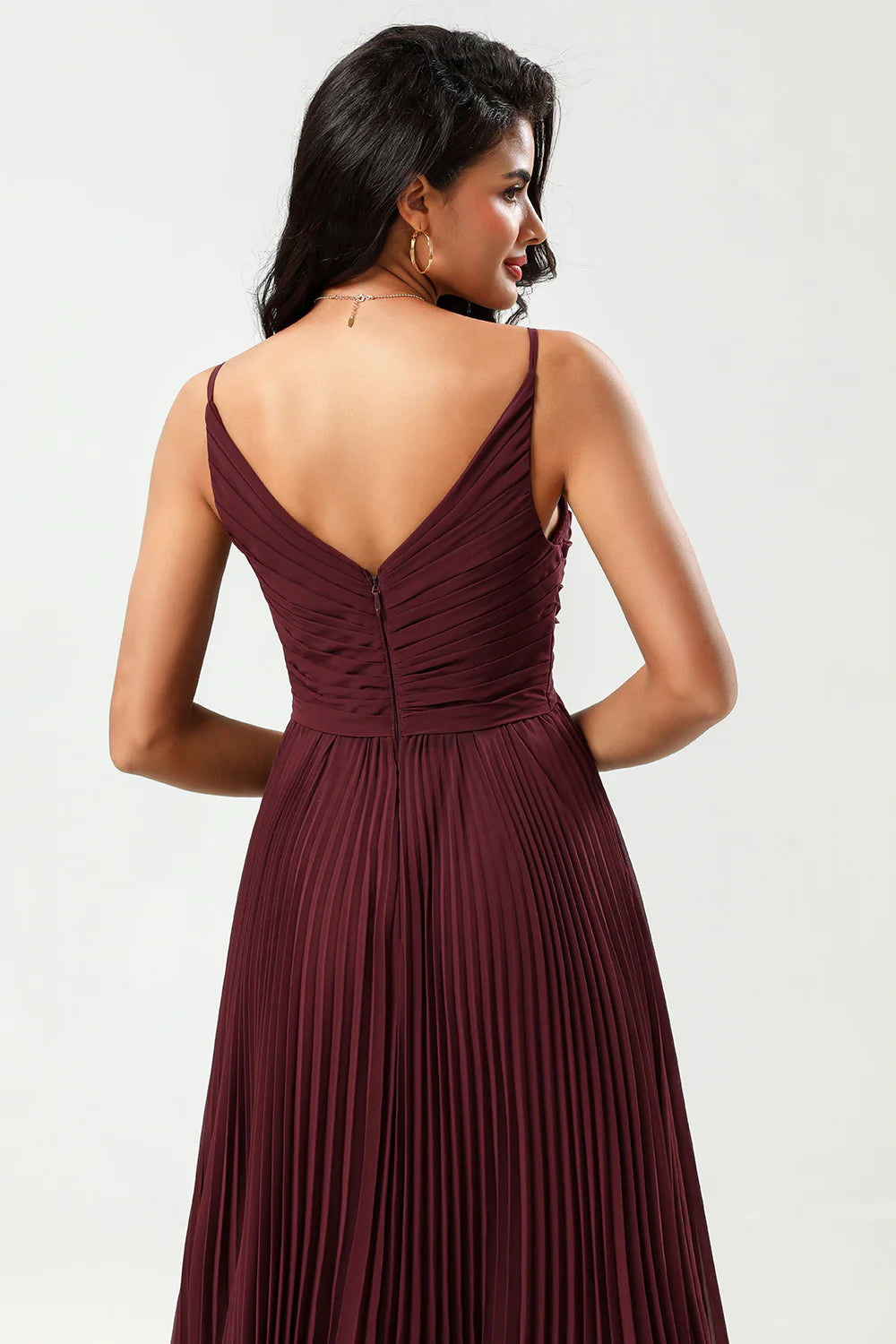 A-line floor mopping chiffon bridesmaid dress with ruffles