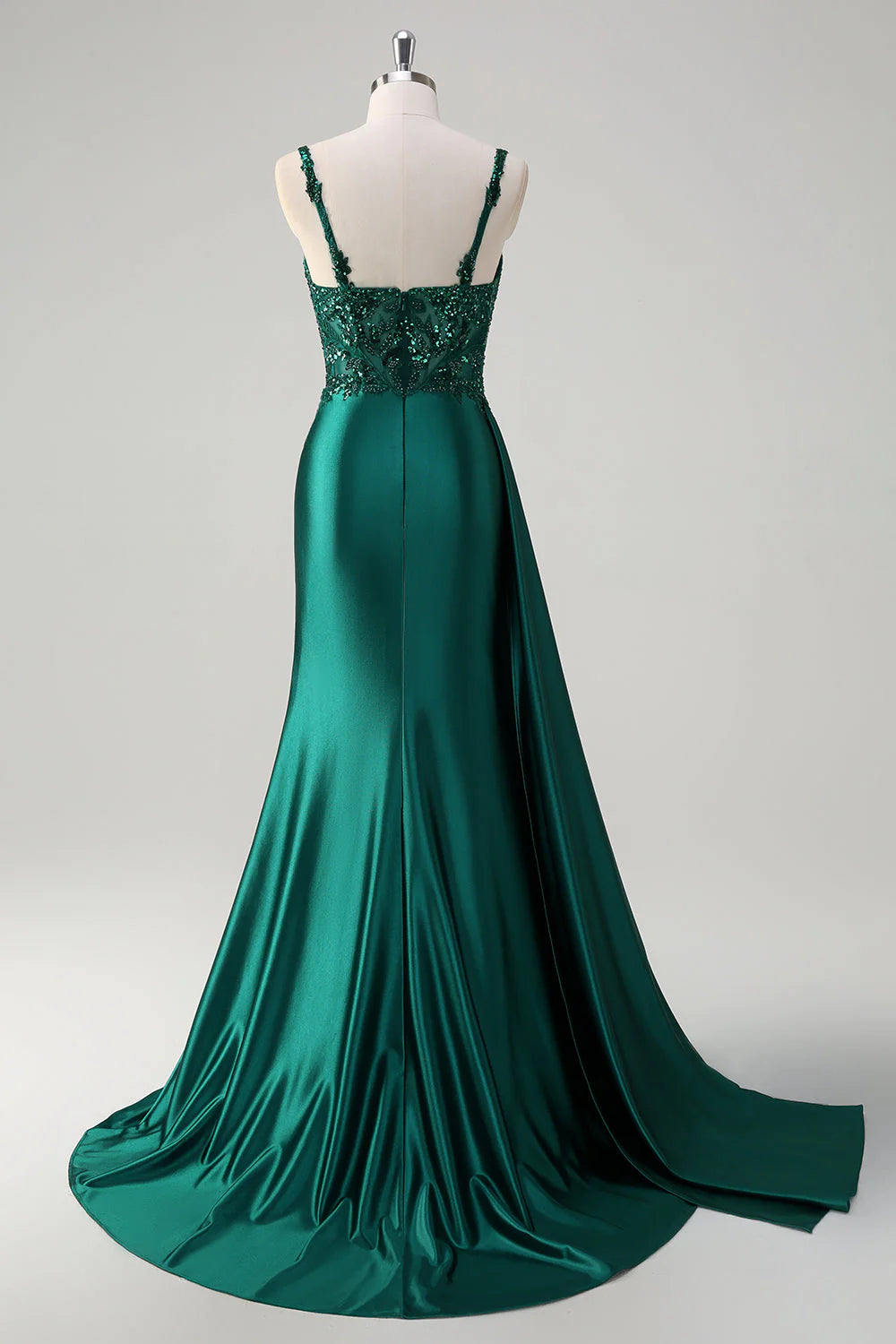 Shining mermaid side fringe tight corset satin ball skirt with slit