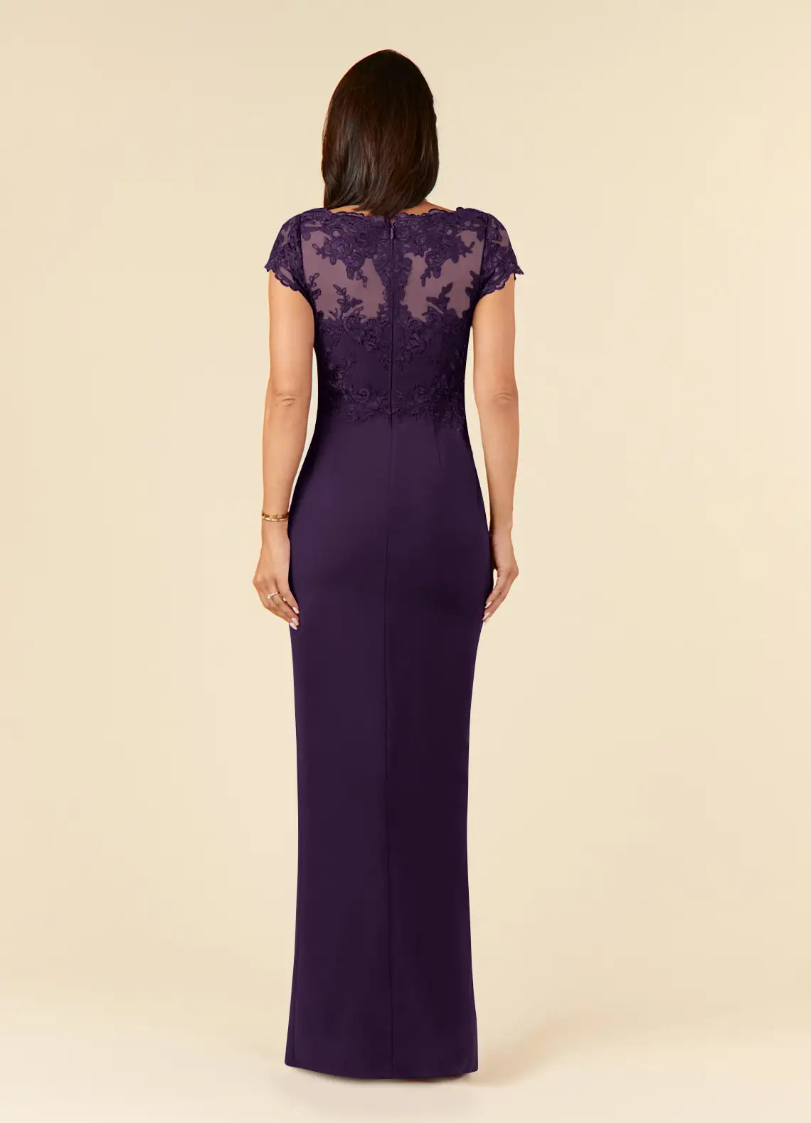 Luxury Sheath V-Neck Cap Sleeves Illusion Back Zip Floor-Length Side Leg Slit Mother of the Bride Dress for women hot sale