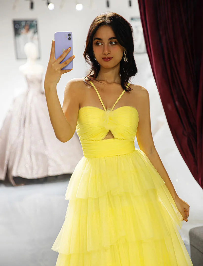 Keychain chiffon waist cinching ball dress