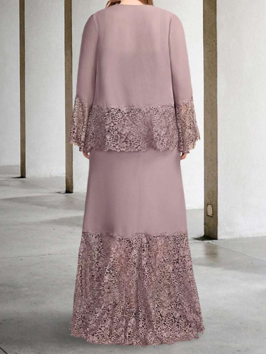 Tight columnar bridal mother dress with jacket