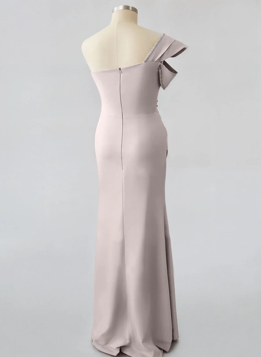 Mermaid One Shoulder Sleeveless Floor Standing Bridal Mother Dress
