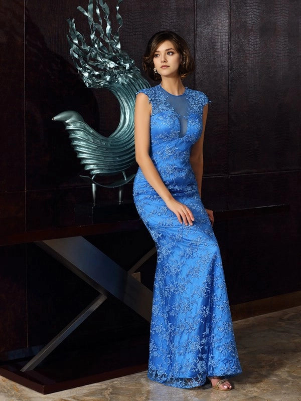 Mermaid Satin High Neck Sleeveless Floor-Length With Applique Mother of the Bride Dresses