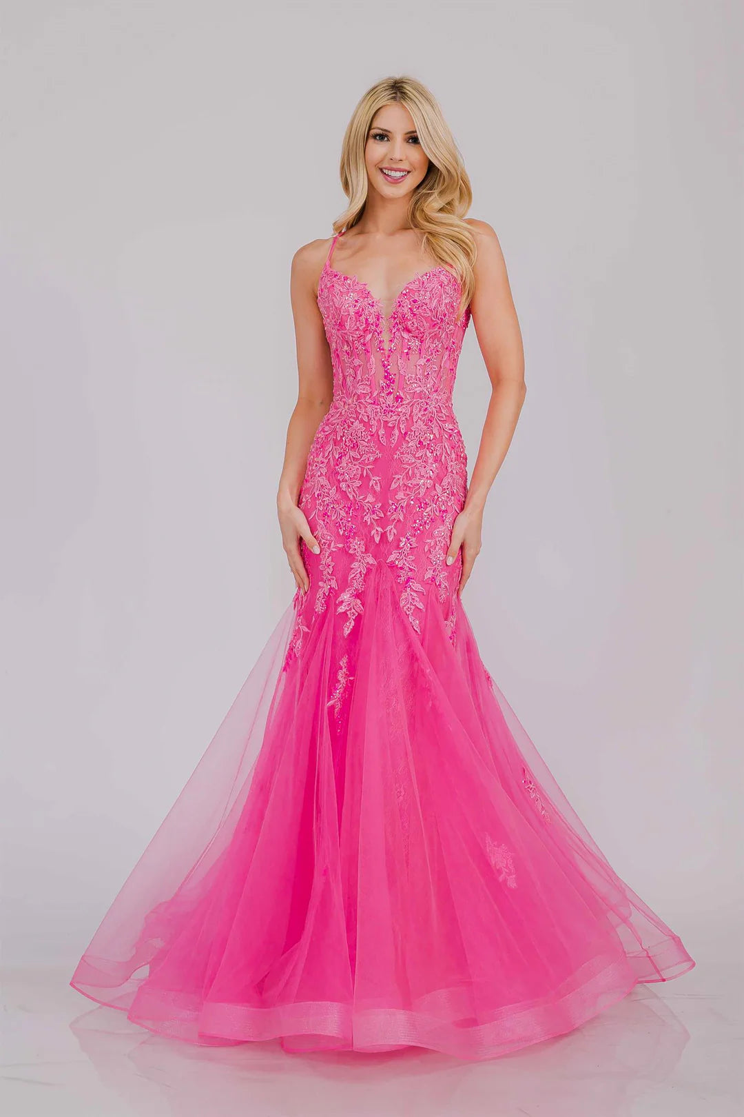 Mermaid V-neckline tight corset backless dress floor length sheer long skirt