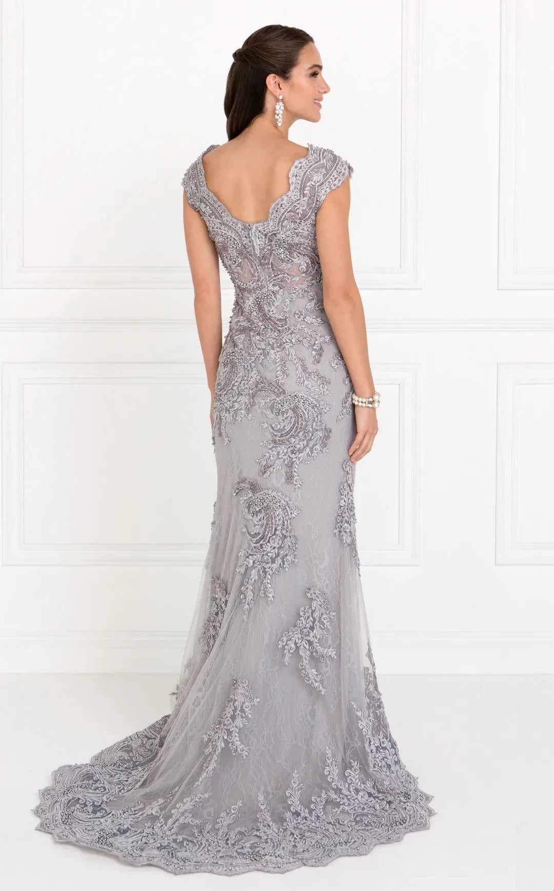 Mermaid lace applique dress for brides and mothers