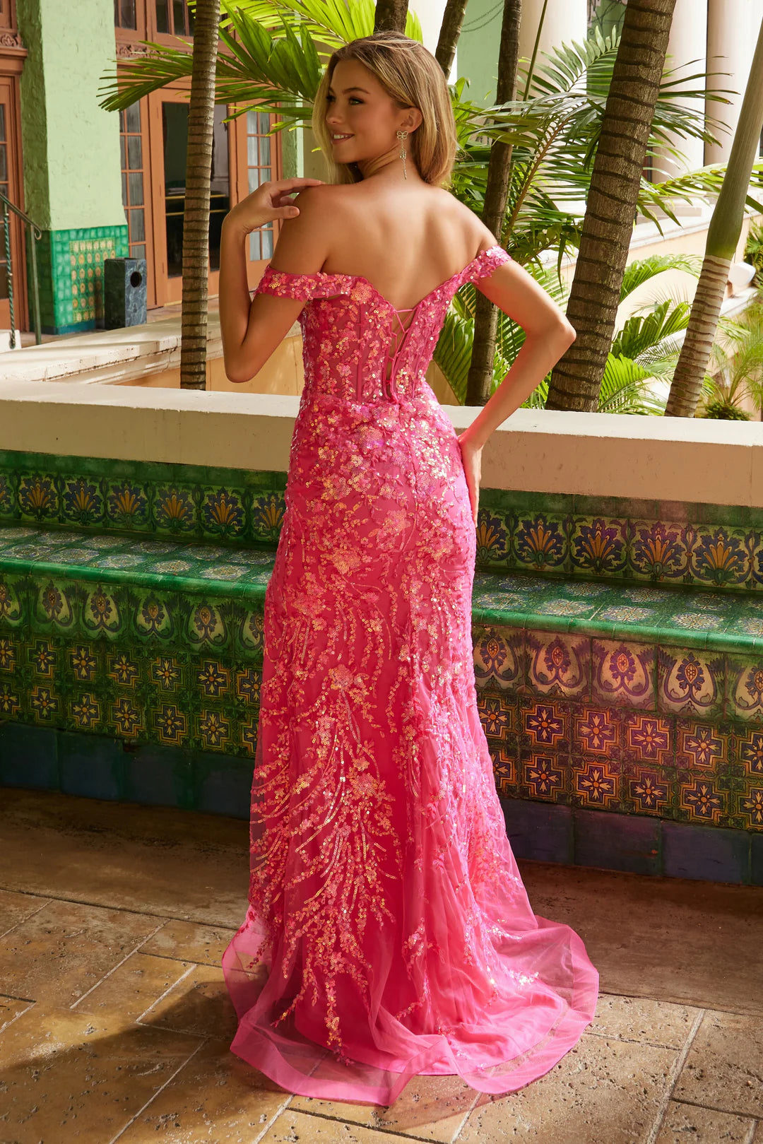Mermaid one shoulder tight corset dress with side slit and applique embroidery