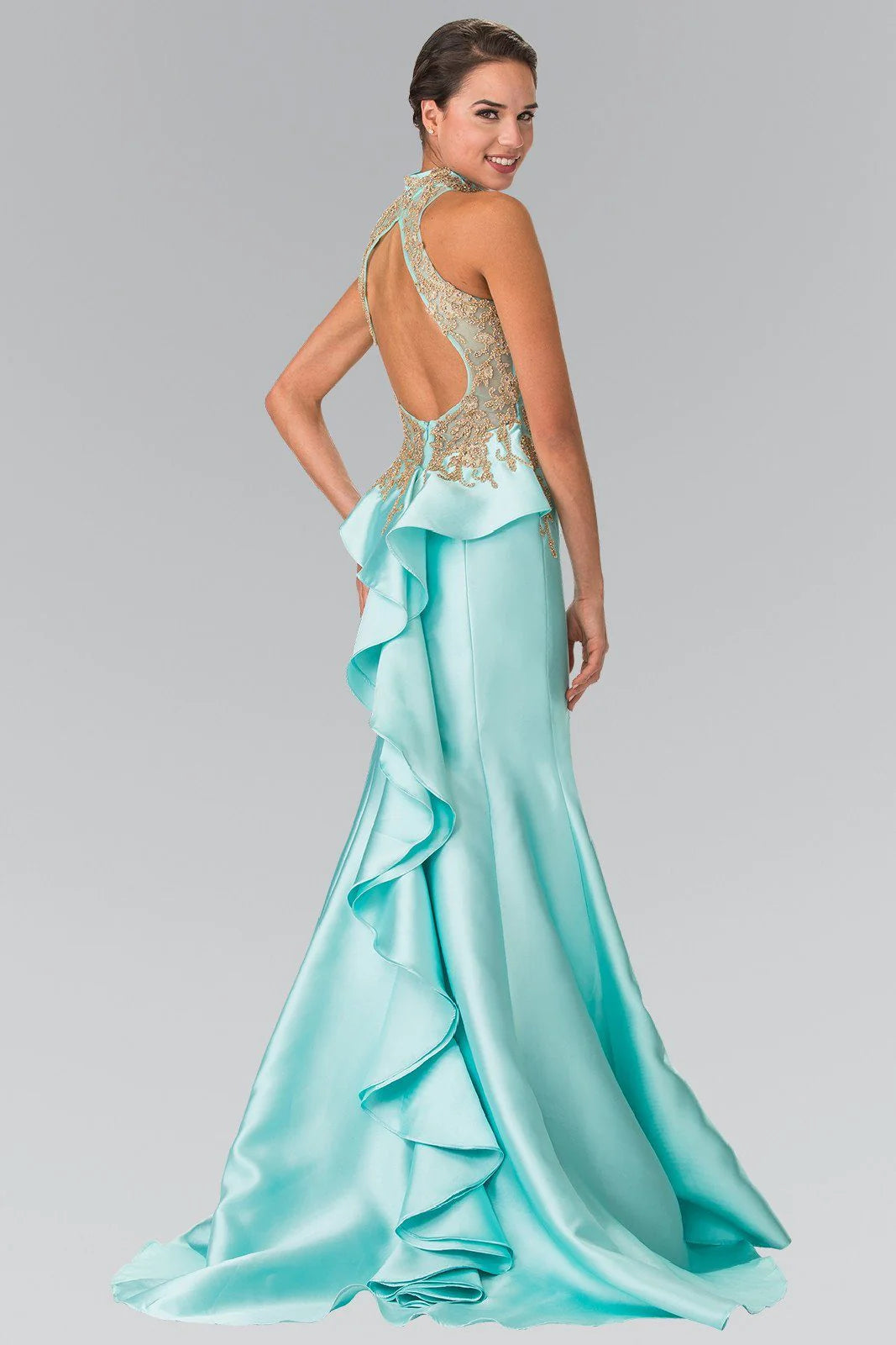 Mermaid pleated phantom backless dress