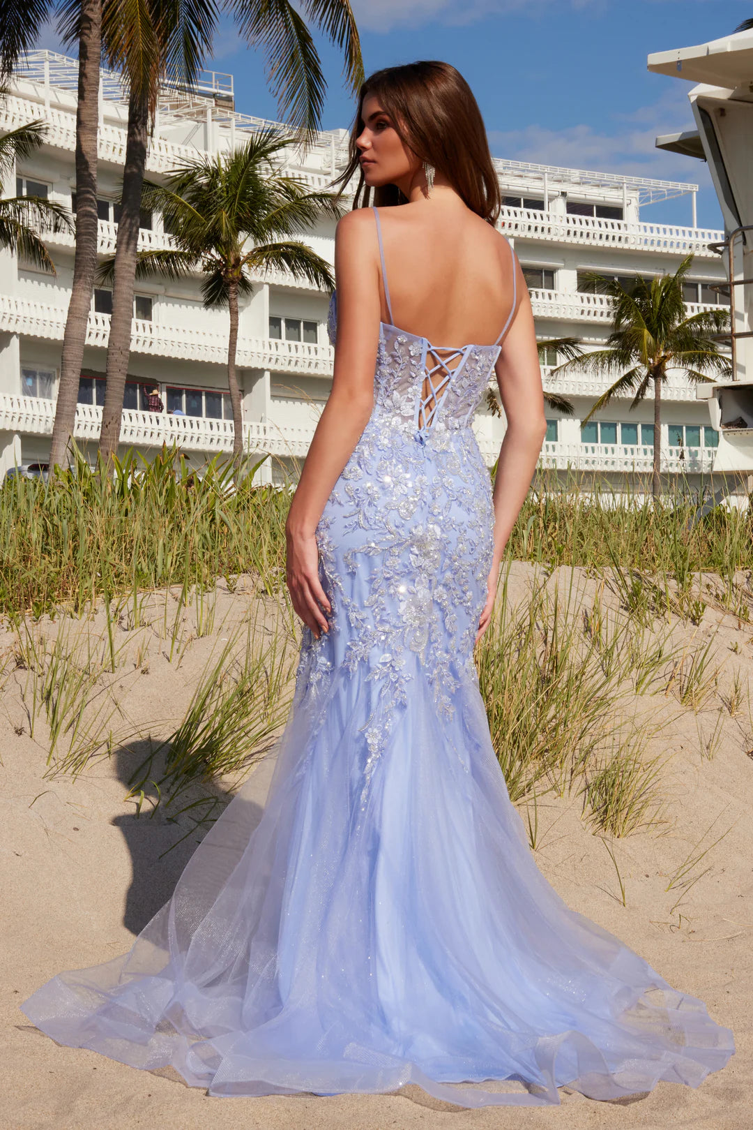 Mermaid transparent corset three-dimensional flower thin suspender dress with sheer tail