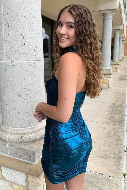 Metallic Strapless Tight Short Homecoming Dress
