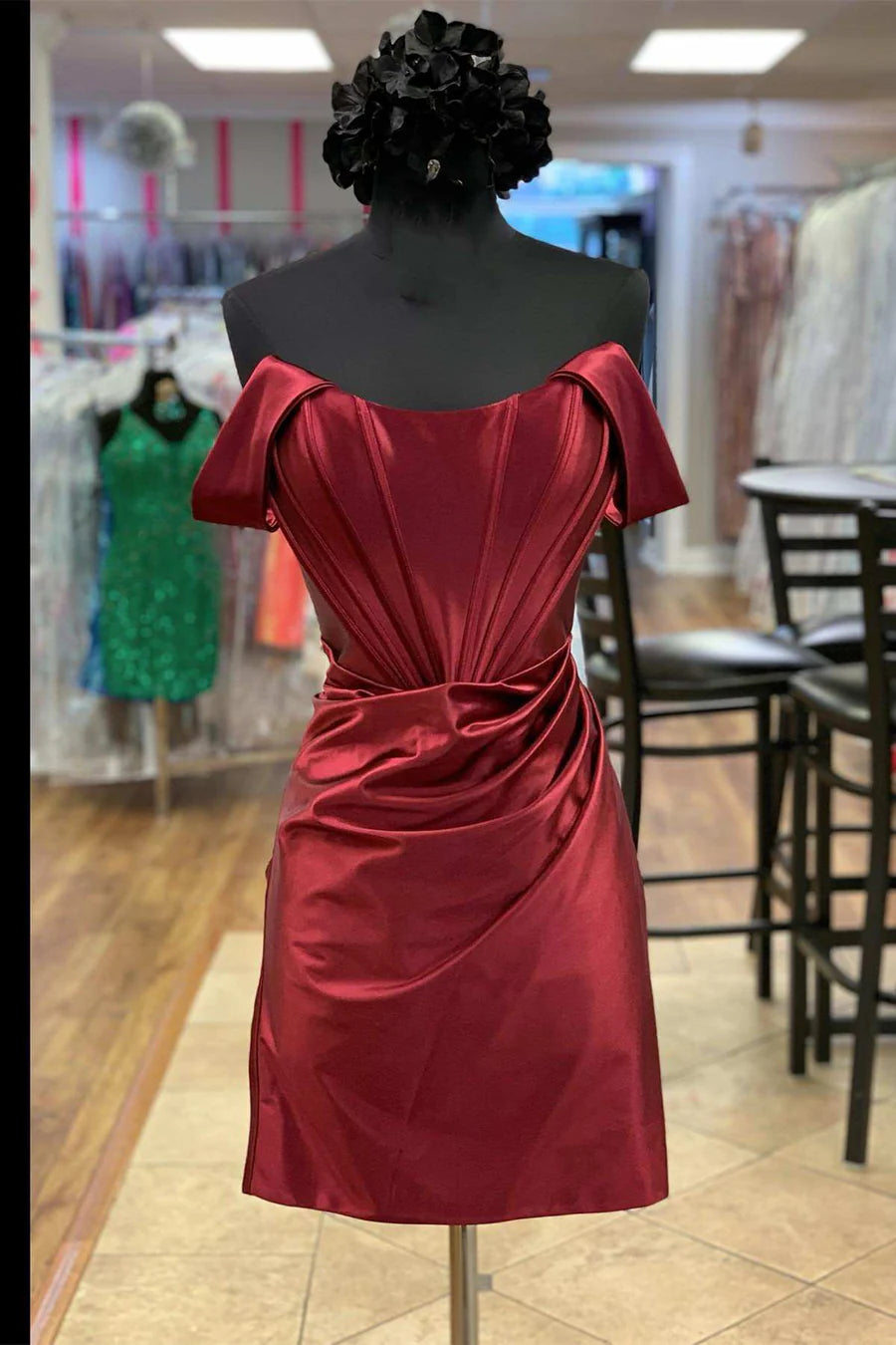 Off shoulder tight corset ruffled mini party dress