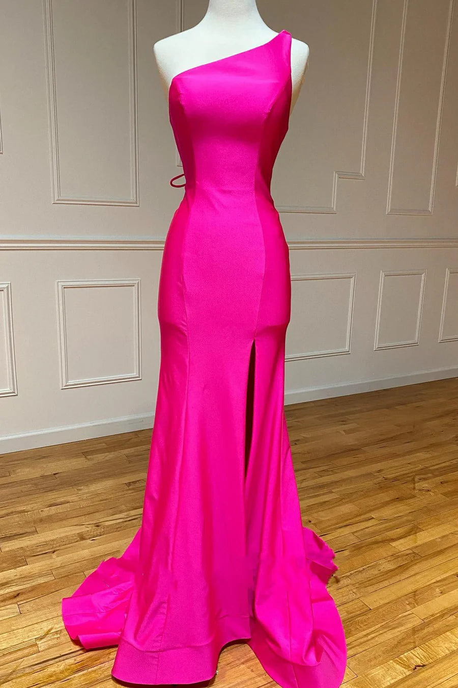 One shoulder backless mermaid long formal dress
