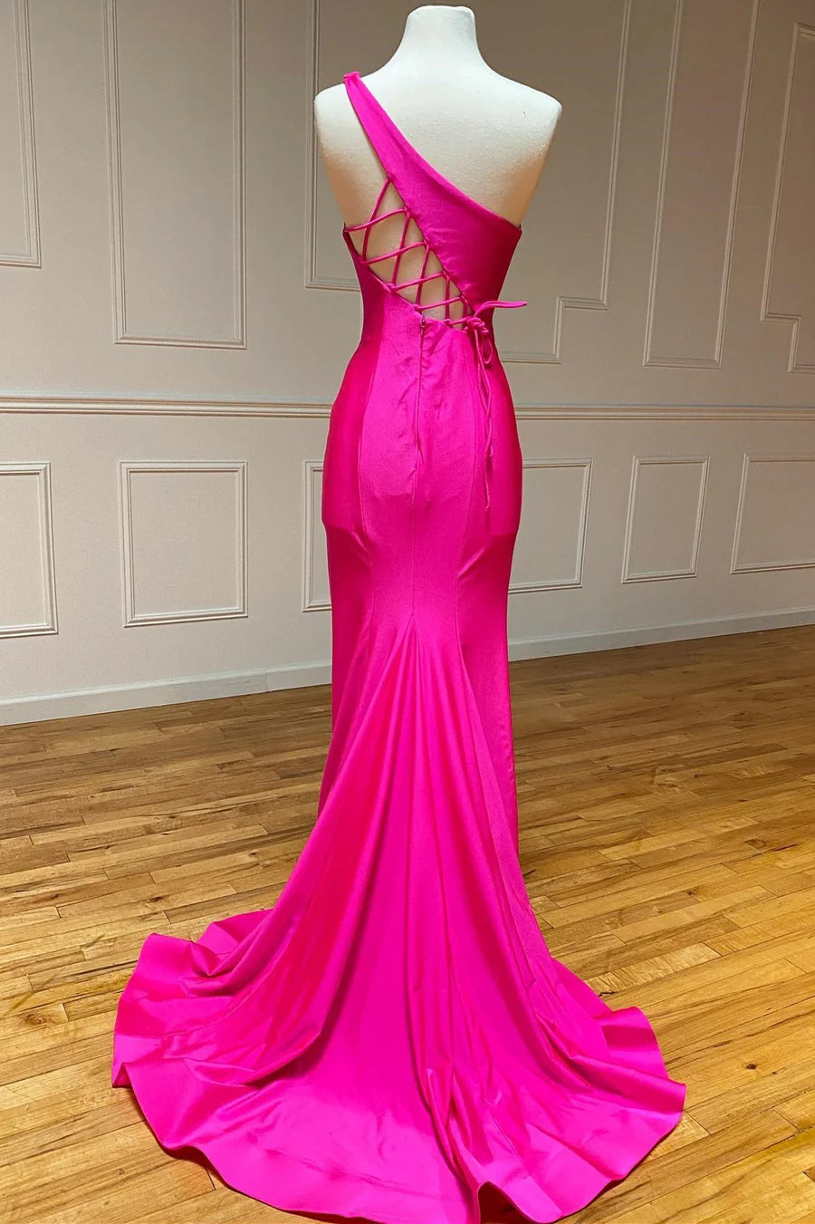 One shoulder backless mermaid long formal dress