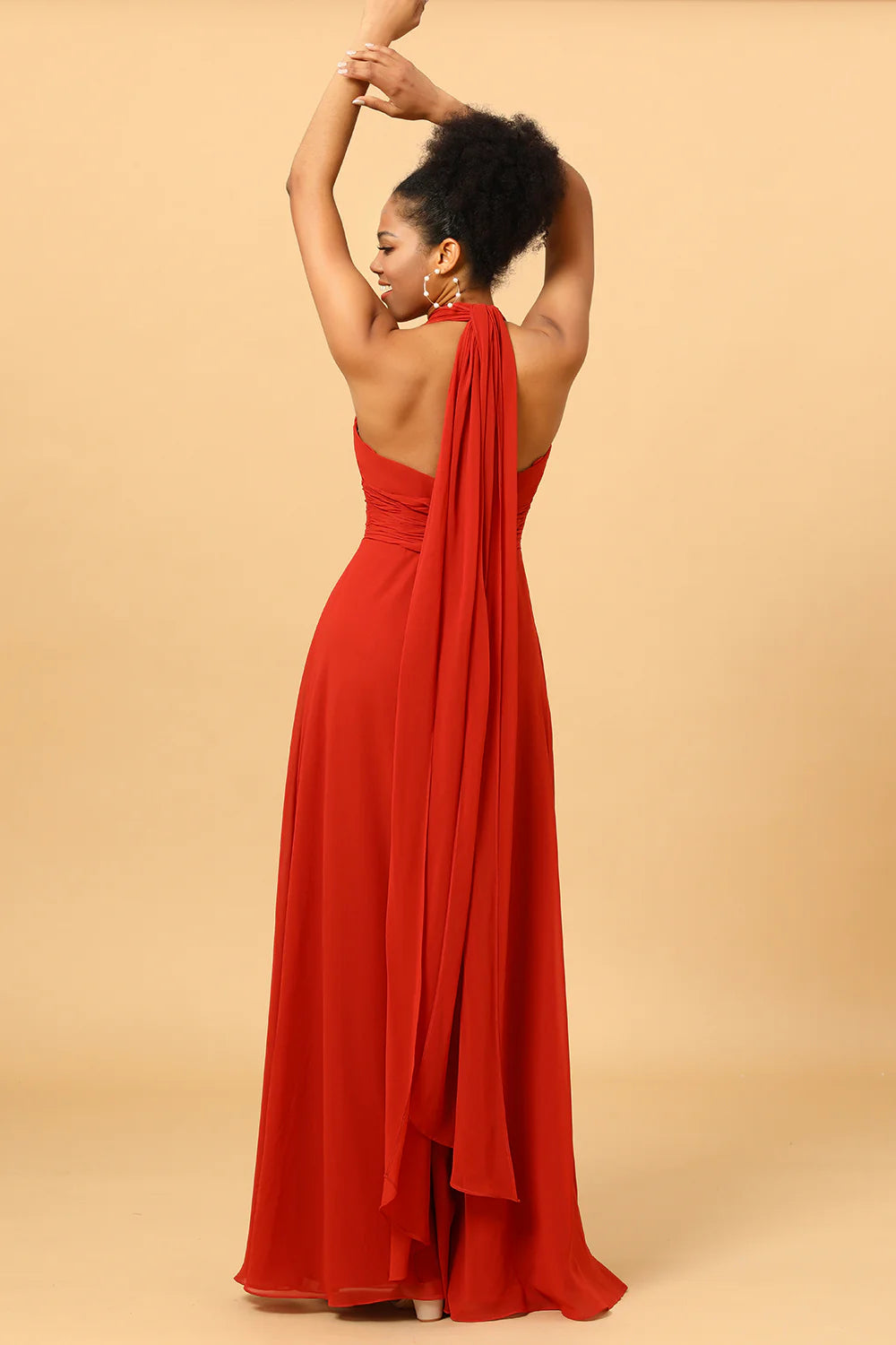 Chiffon long bridesmaid dress with multiple ways to wear