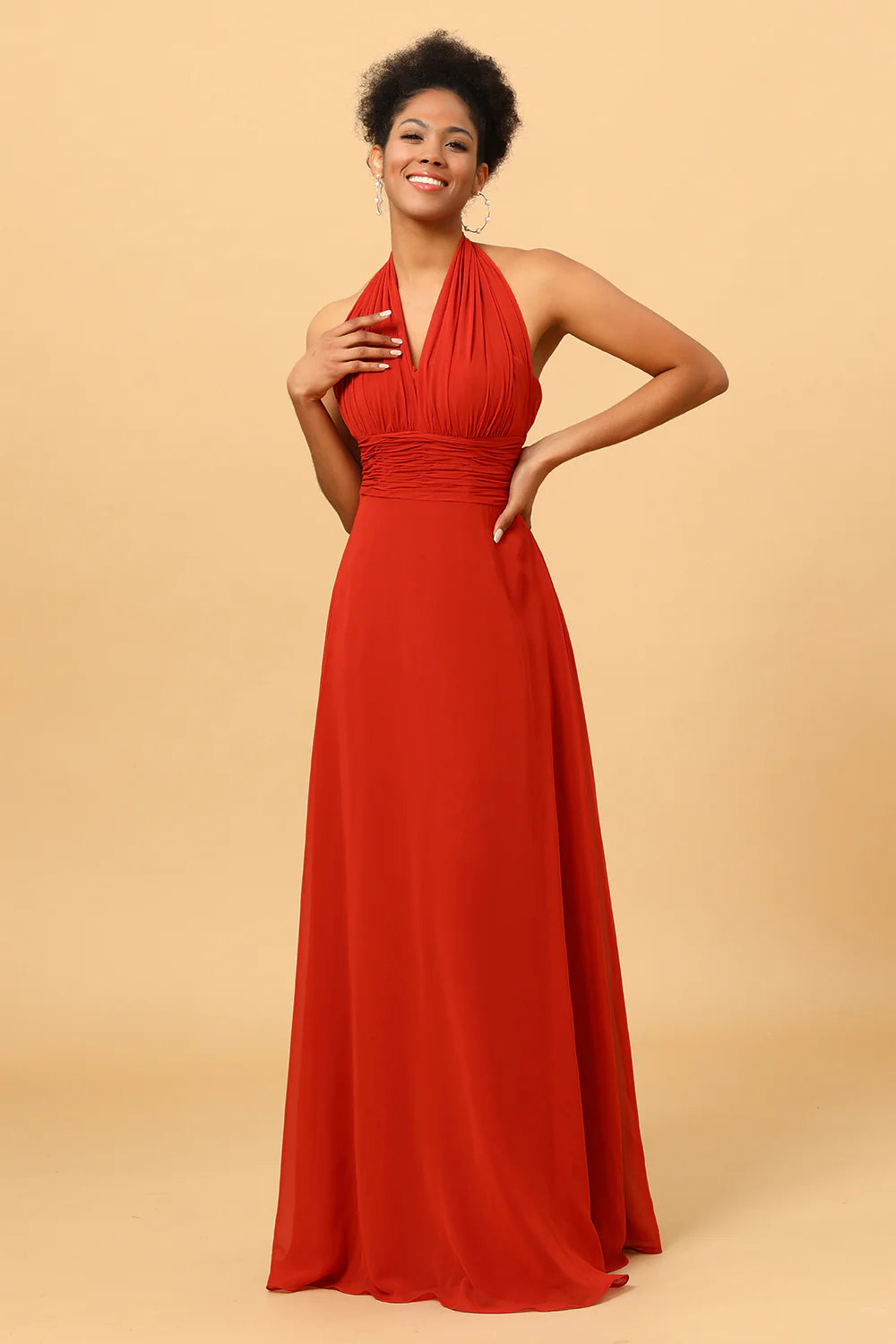 Chiffon long bridesmaid dress with multiple ways to wear