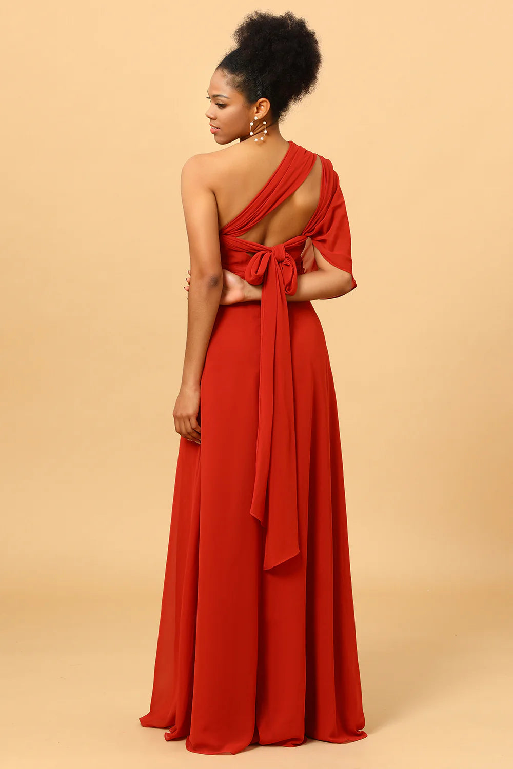 Chiffon long bridesmaid dress with multiple ways to wear