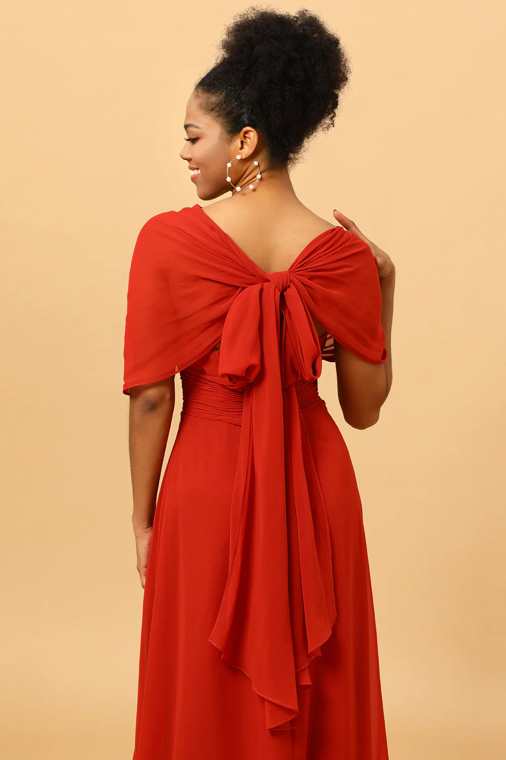 Chiffon long bridesmaid dress with multiple ways to wear