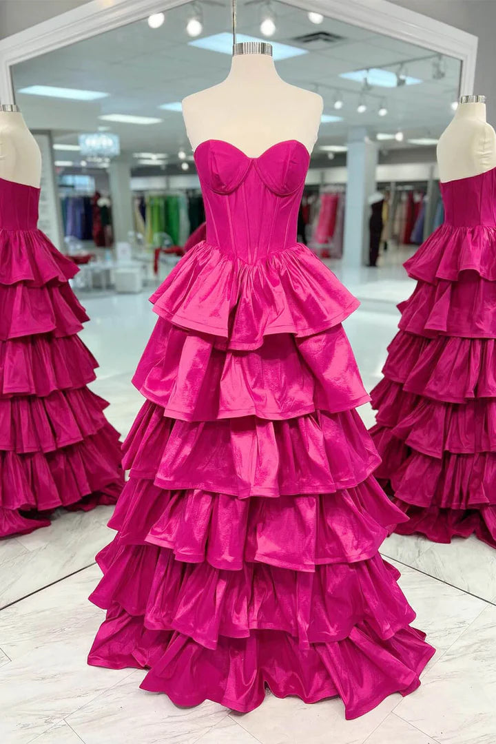 Sweetheart Pink strapless strapless strapless corset, cake skirt, ball dress