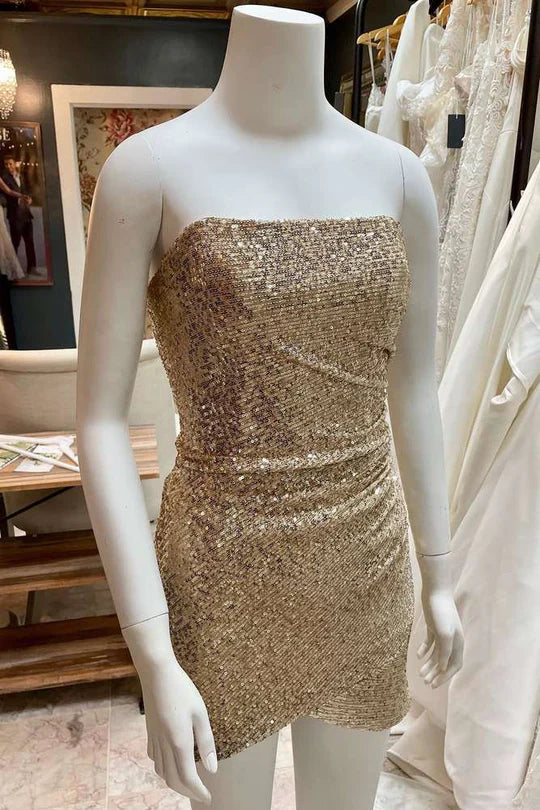 Sequin Strapless Short Homecoming Dress