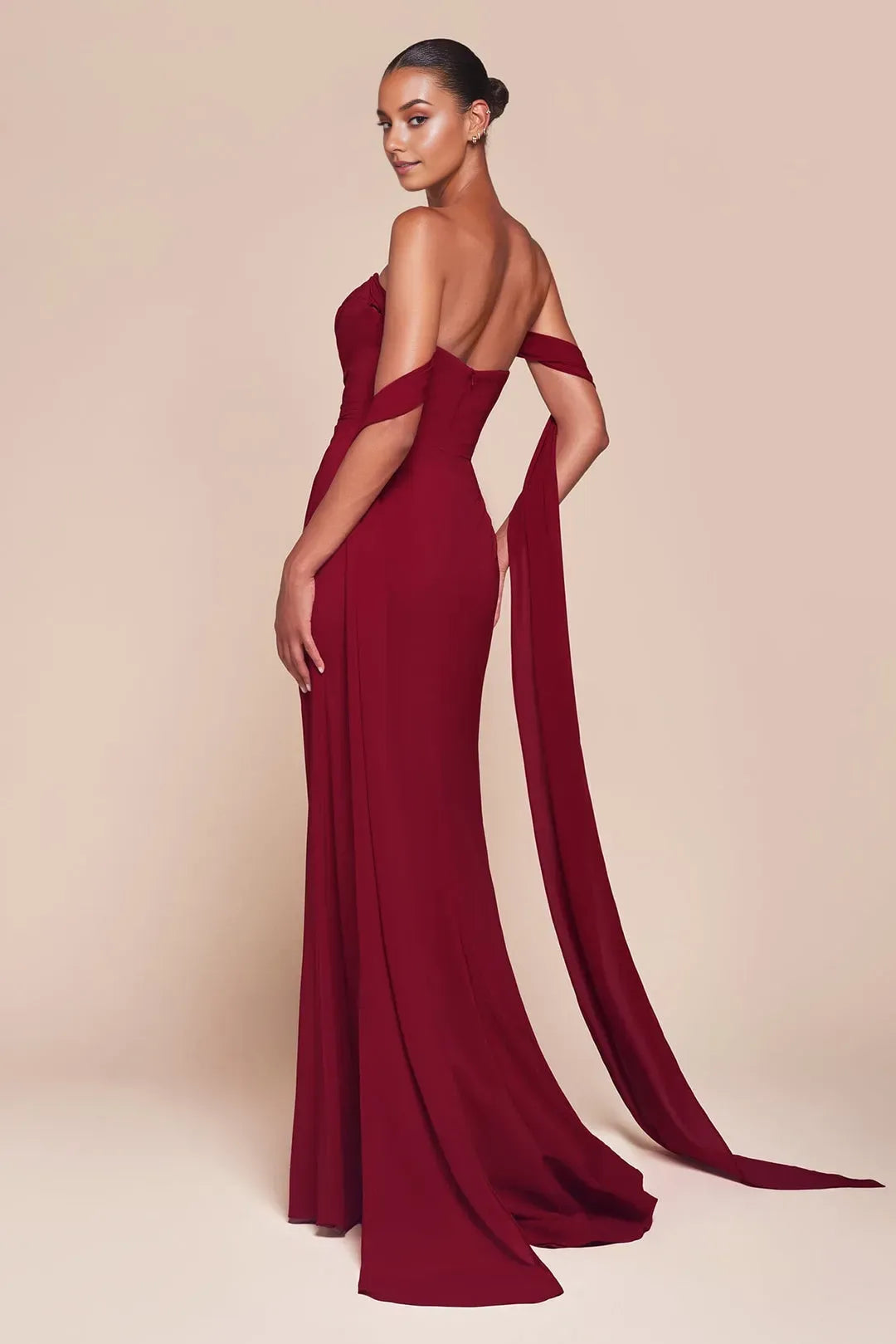 Sexy Burgundy scoop Backless zippe Sleeveless Floor length side leg slit prom dress for bride for sale