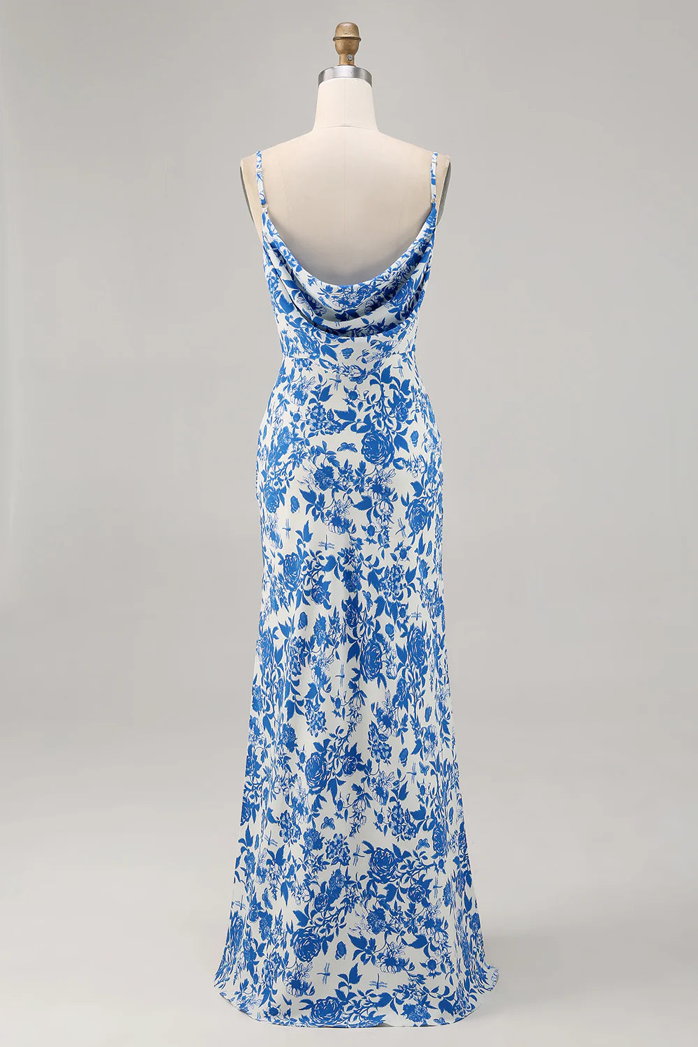 Sheath spaghetti with flower long wedding guest dress
