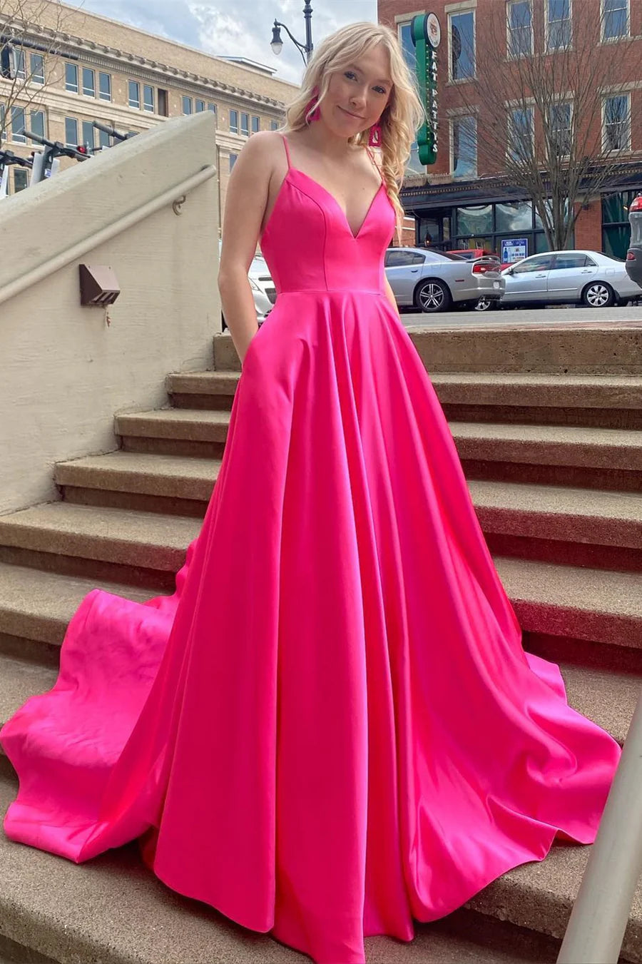 Simple Classic Empire-Waist Sleeveless A-Line Long Prom Formal Dress