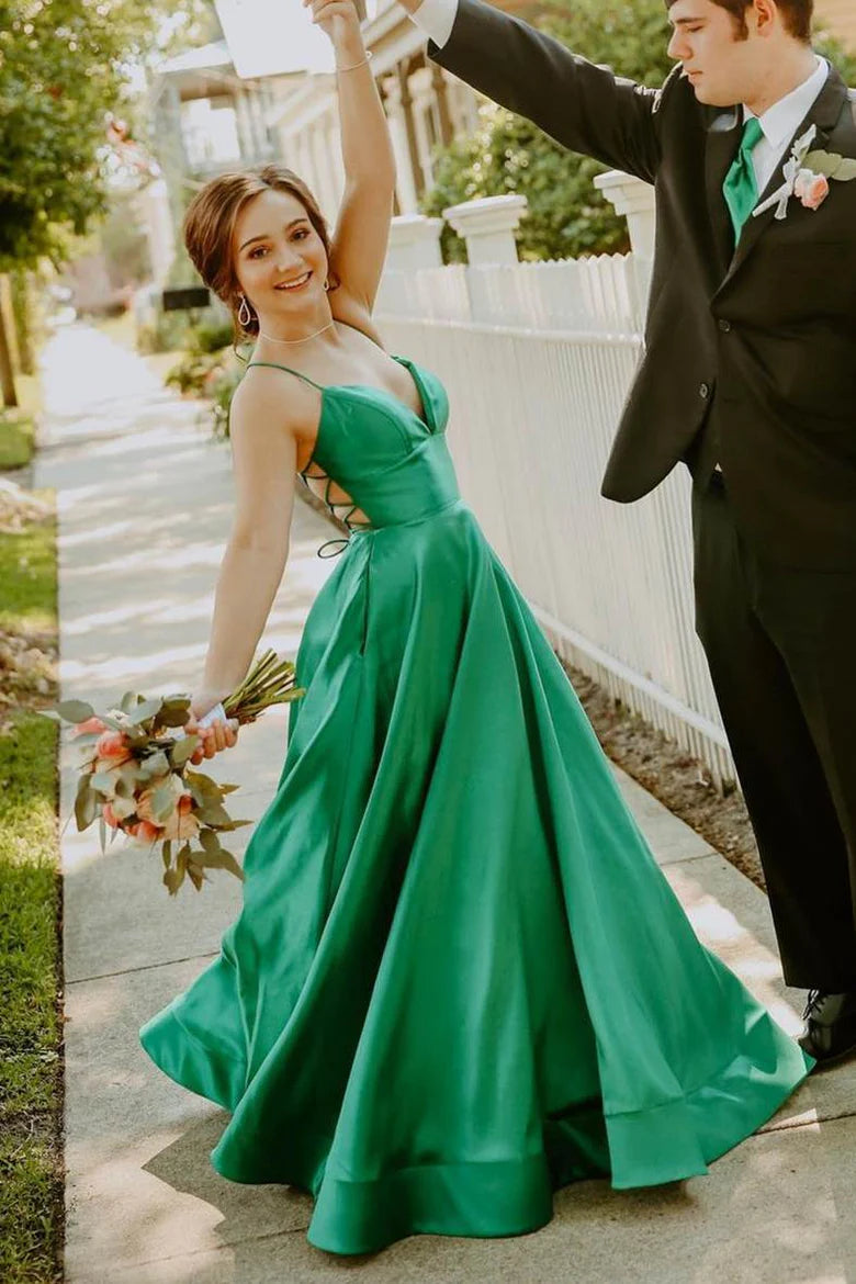 Simple Classic Empire-Waist Sleeveless A-Line Long Prom Formal Dress