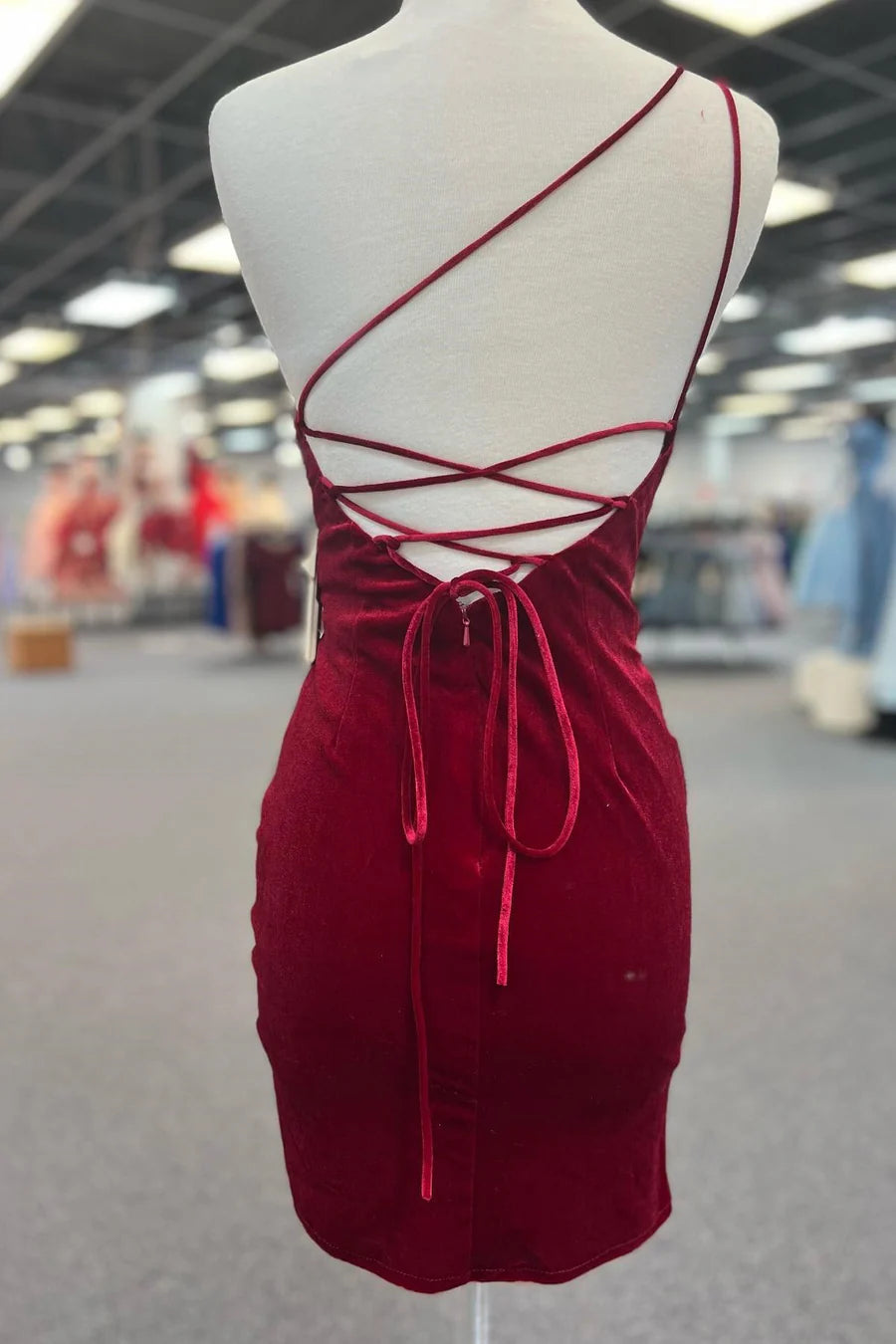 Single shoulder ruffled strap backless back back back school dress