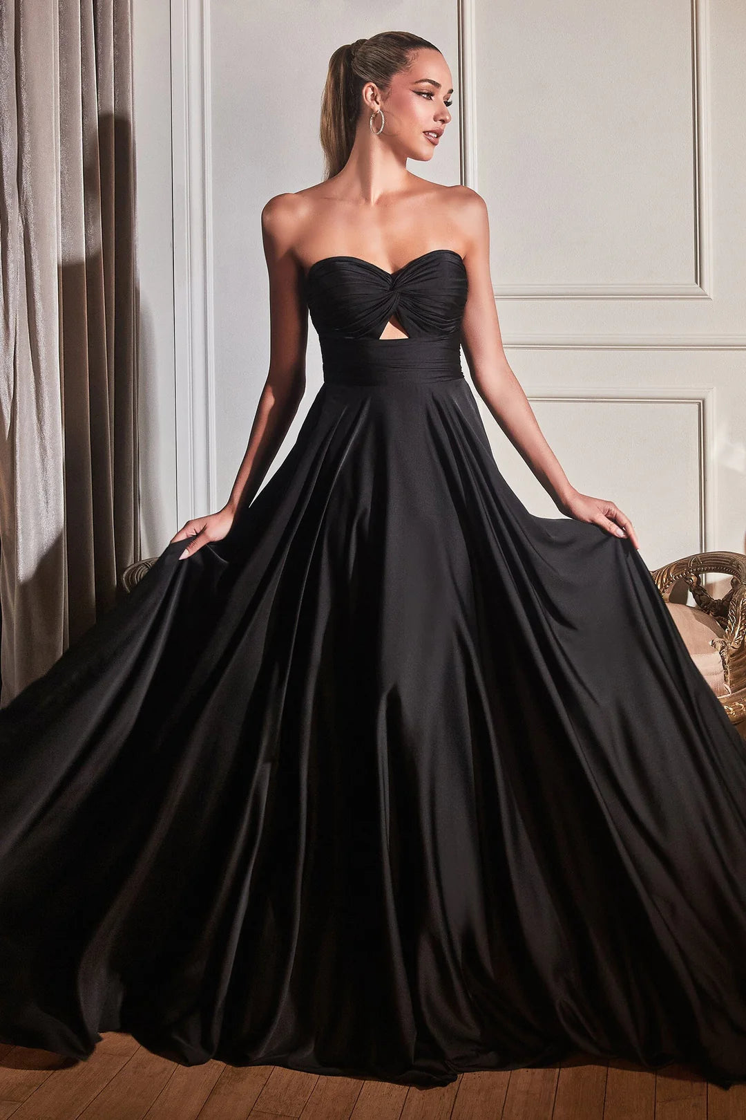 Sleeveless strapless A-line dress long skirt