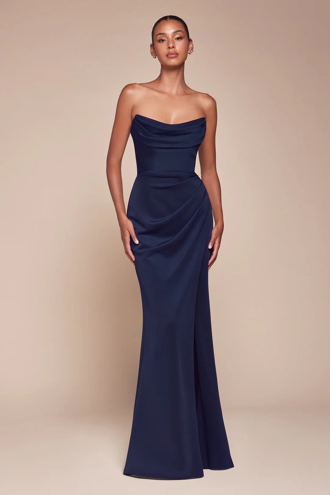 Sleeveless strapless tight fishbone corset side slit dress