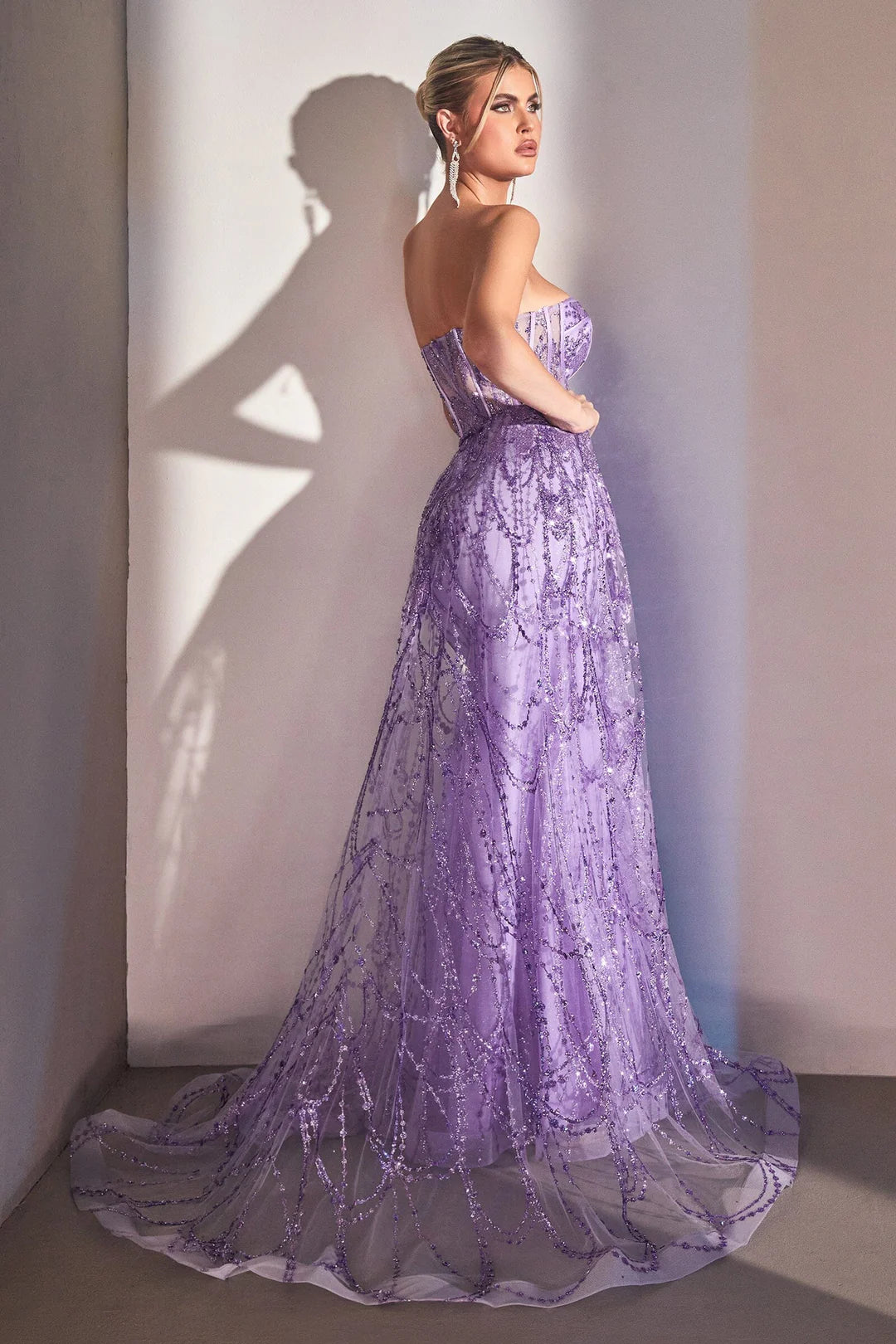 Sleeveless tight corset mermaid dress with sheer