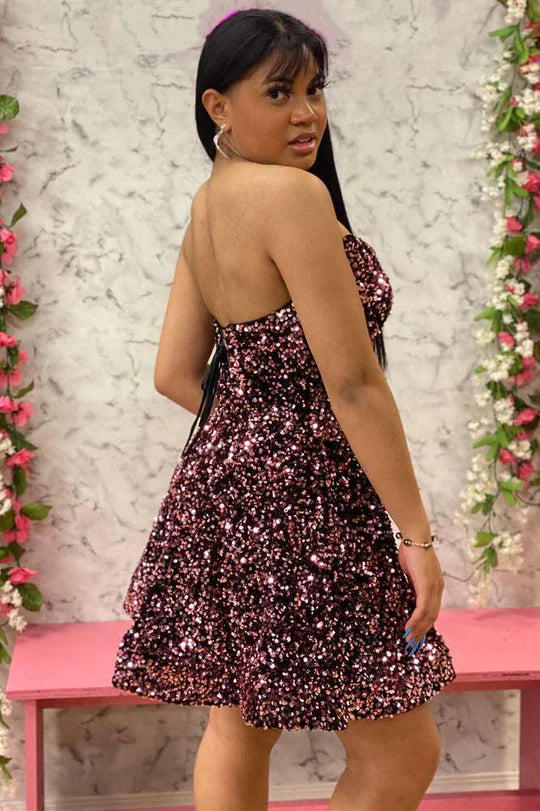 Sparkling Sweetheart A-line Short Back to School Dress